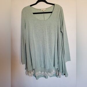 Mint Green Top with Lace Trim